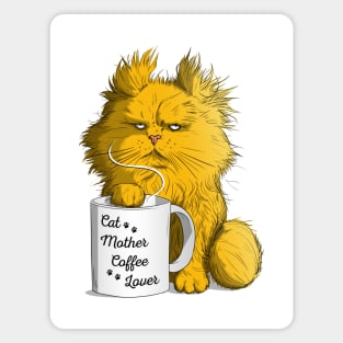 Cat mother Coffee lover Magnet